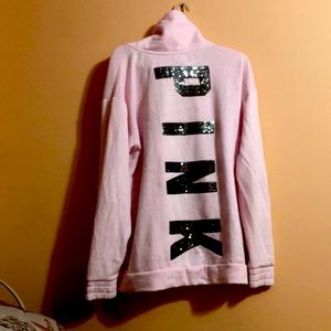PINK 1/4 Zip Up Sweatshirt with Sequins